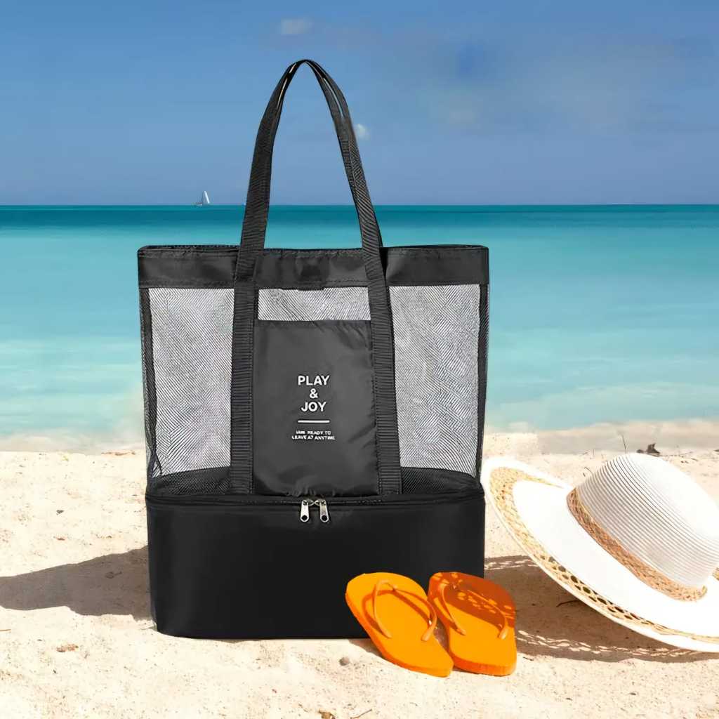 Bolsa De Praia Térmica Verão Piscina Com Lancheira De Tela Com Alça ...
