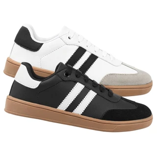 Kit 2 Pares de Tenis Feminino Casual Samba Vintagem Estiloso Confortável Super Leve Com Solado Costurado + Relogio