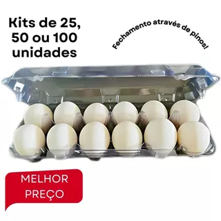 Embalagem Para 12 Ovos De Galinha 25/50/100 Unidades Caixa P/ Ovos