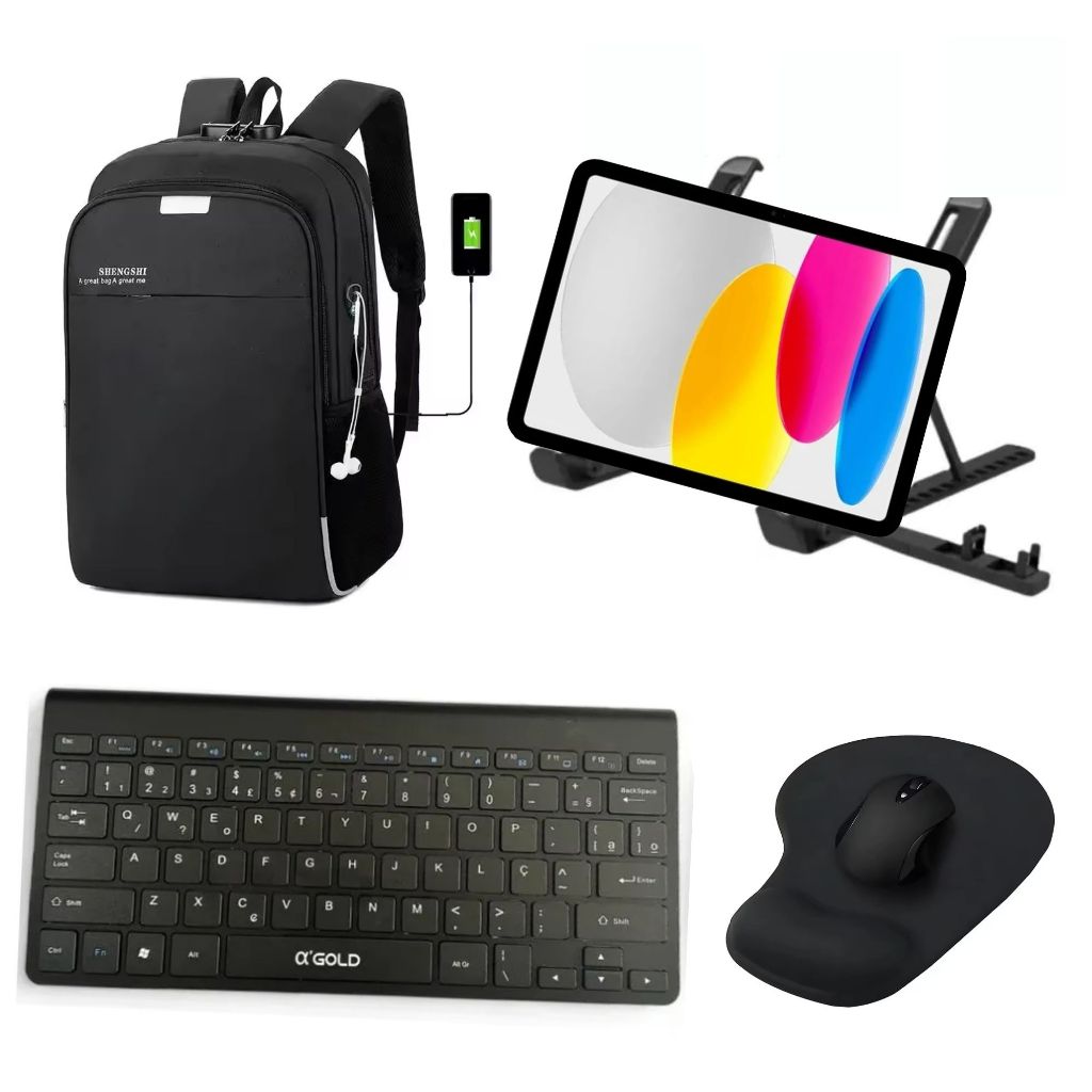 KIT Notebook ou Tablet | MOCHILA com SENHA + Teclado e Mouse Bluetooth ...