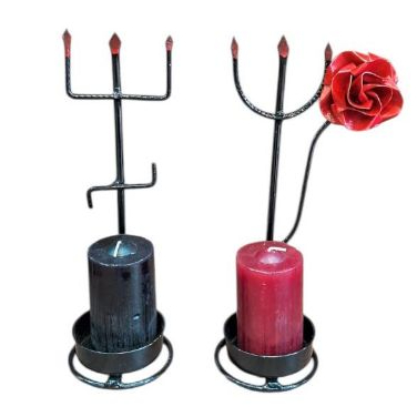Kit Garfo De Exu E Pomba Gira Tridente 25cm Ofertório Porta Velas ...