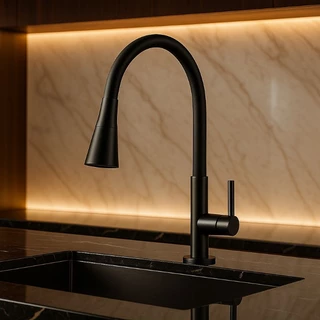 Torneira de Cozinha Bancada Pia Preta Flexível Design Moderno Abs Silicone