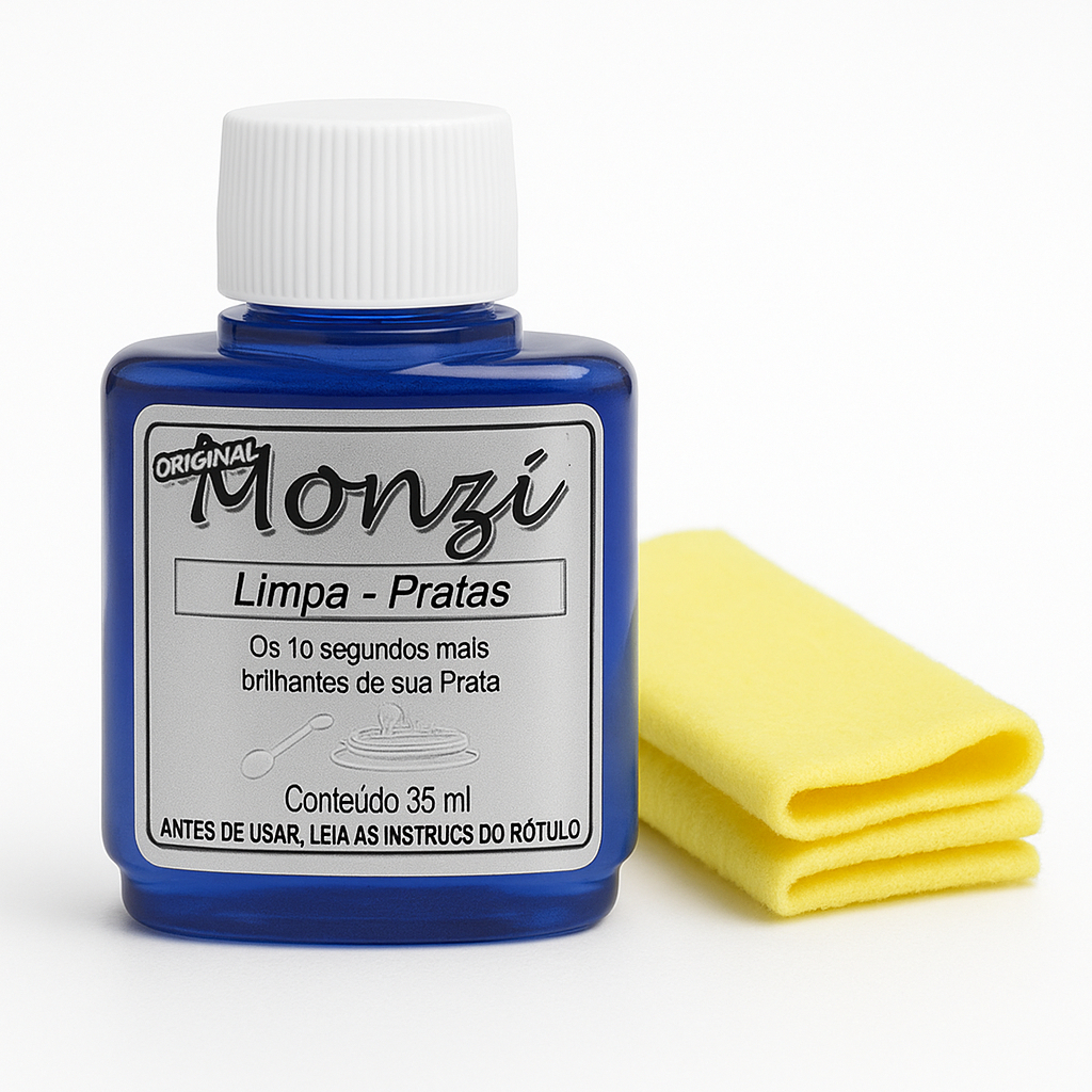 Limpa Prata Monzi 35ml Original + Flanela Mágica Brinde | Shopee Brasil