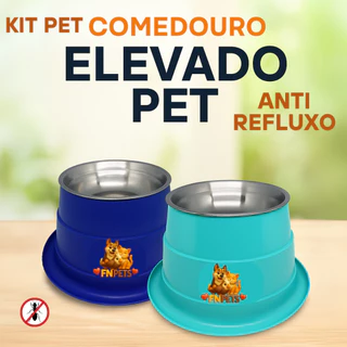 Comedouro inox Elevado Pet Anti-Refluxo e Anti-Formiga Cães e Gatos,Shih Tzu,York,Lulu,Persa,Ragdoll