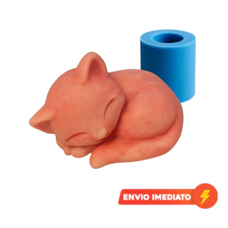 Molde Silicone de Gatinho Deitado Fofo Multiuso – Velas, Resina, Gesso, Sabonetes e DIY
