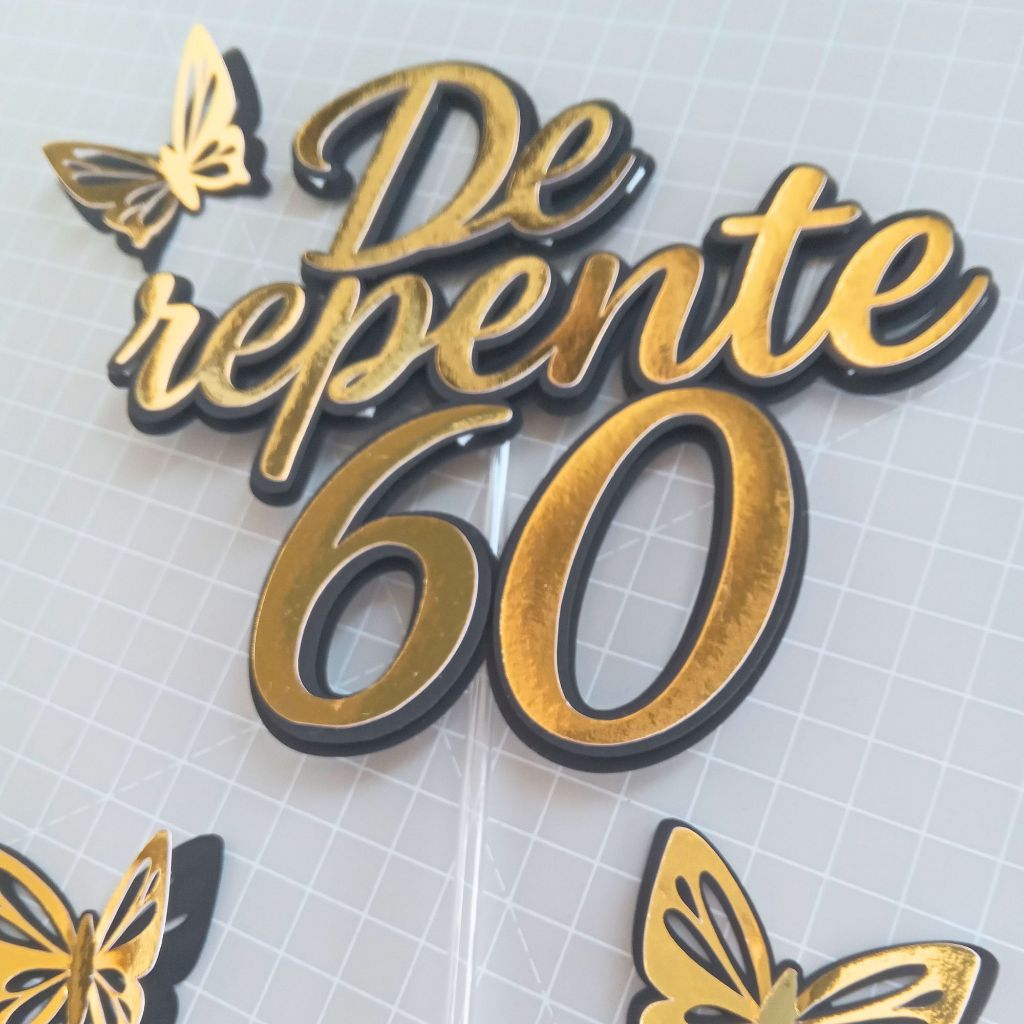 ENVIO RÁPIDO | Topo de Bolo De Repente 30 40 50 60 70 com Borboletas 3D ...