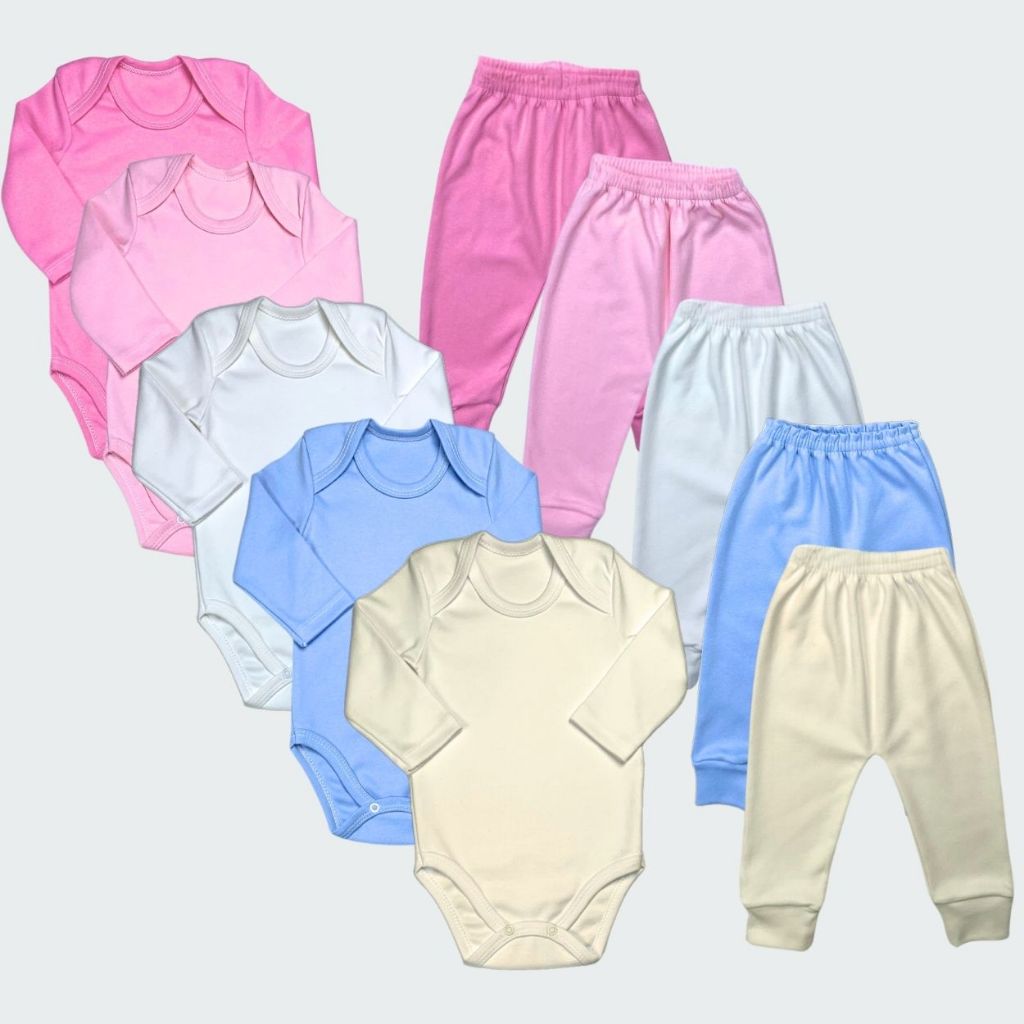 Conjunto Body e Calça sem estampas para Bebê de Algodão 100% Para ...