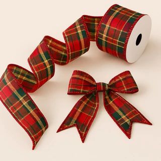 Fita Decorativa Natalina Aramada para Laço Guirlanda Presente Árvore Enfeite 9m x 6,3cm