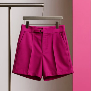 Short Feminino Social Alfaiataria com Cinto fake Cores Vibrantes