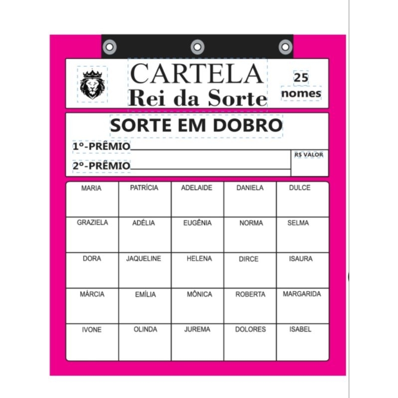 10 Cartelas de Rifa de 25 Nomes ( 2 Ganhadores) 5 Cores | Shopee Brasil