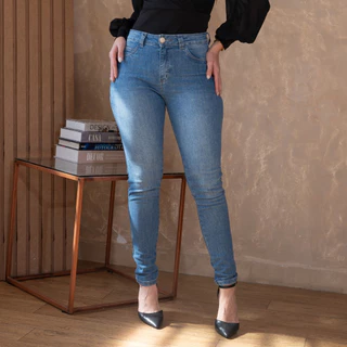 Calça Jeans Feminina Skinny Cintura Alta Biotipo Original Lycra Elastano Confortável Licra Stretch