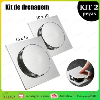 Kit Ralo Click Up Inteligente 15x15 Aço Inoxidável Banheiro Lavabo Veda Cheiro Moderno