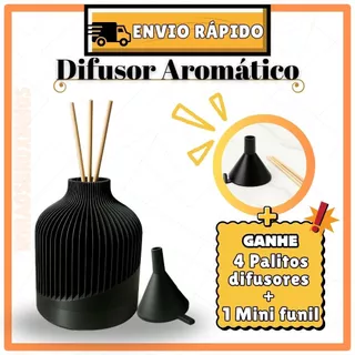 Difusor Aromático Decorativo - Tamanho Médio - Canelado - Com palito difusor e Mini Funil