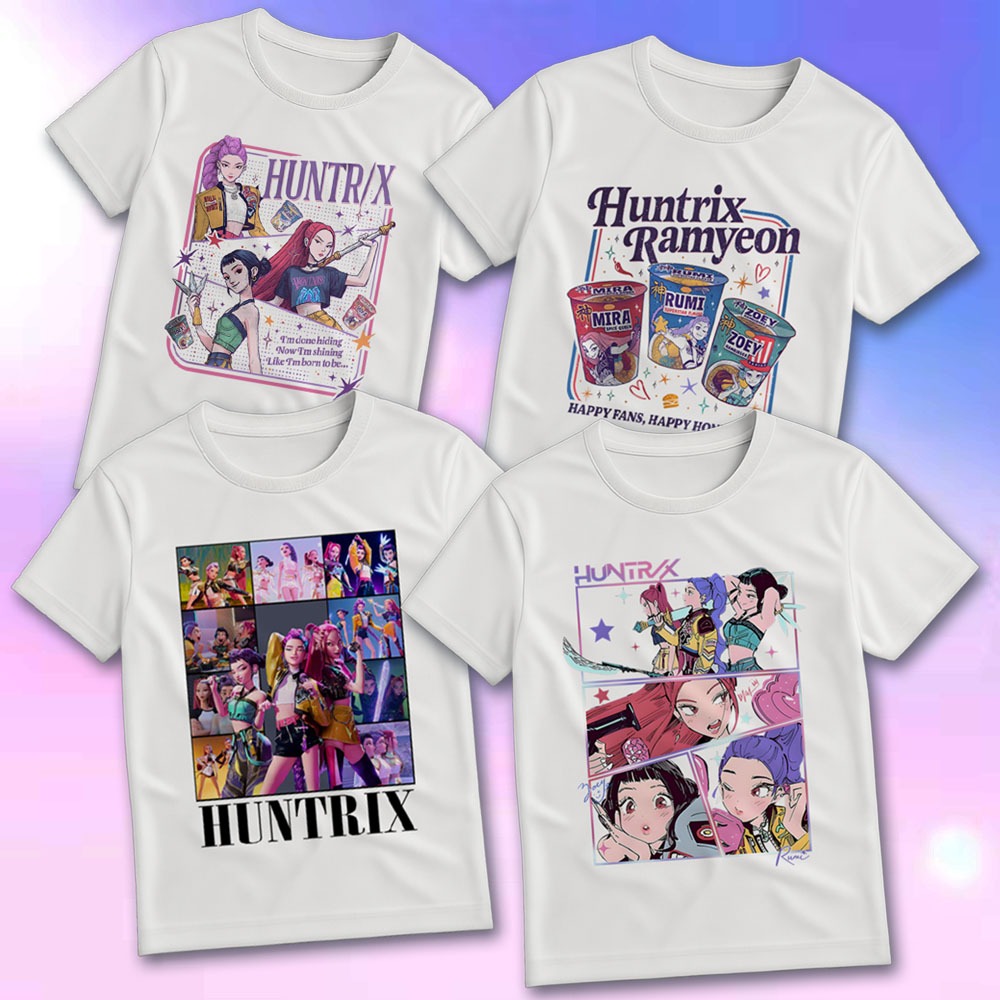 Camiseta KPOP Demon Hunters Huntrix Rumi Mira Zoey Unissex Babylook 100 ...