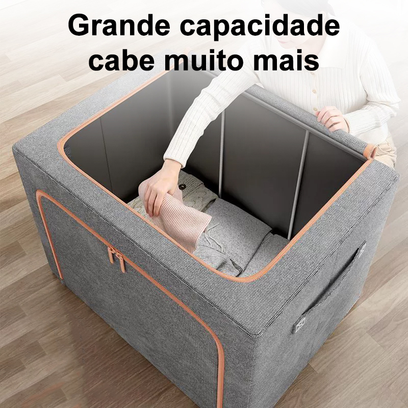 Caixa Organizadora Linho com Zíper Impermeável Antimofo 24L/66L/100L Armazenamento Resistente