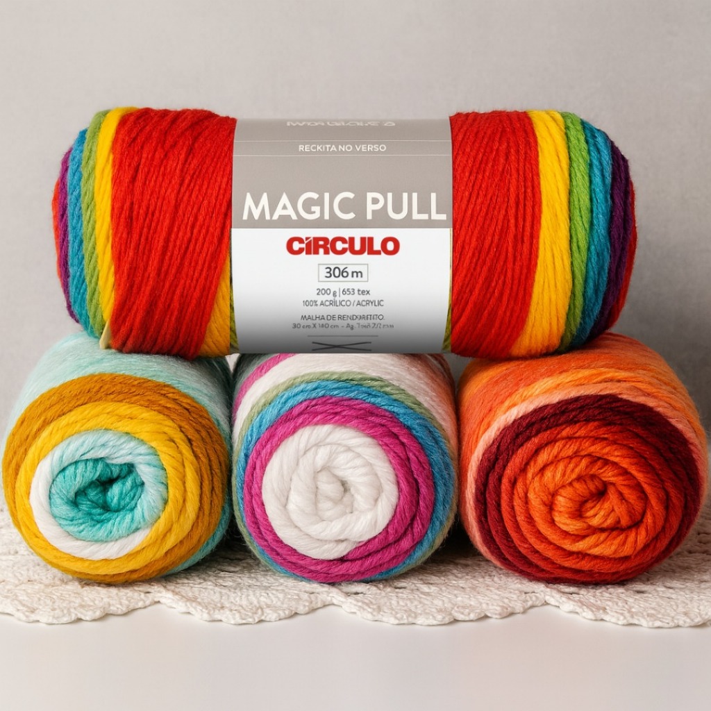 Fio Magic Pull Círculo Mesclado – Lã Acrílica 200g (306m | 653 TEX ...