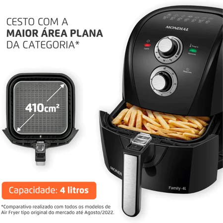 Fritadeira sem óleo air fryer 4 litros Mondial 1500w afn40-bfs 110v