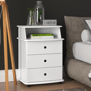 Mesa de Cabeceira Mudo Luxo 3 Gavetas e nicho Quarto Cama