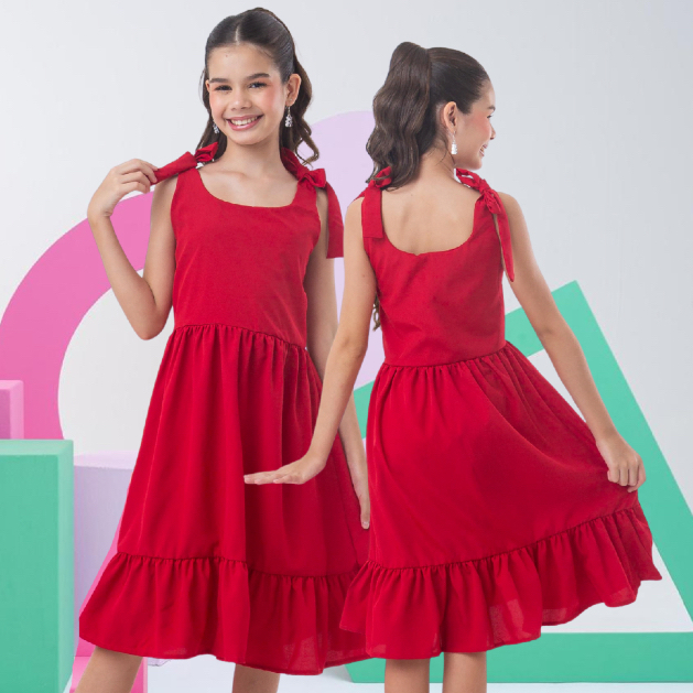 Vestido infanto juvenil casual festa menina liso e estampados do 04 ao ...