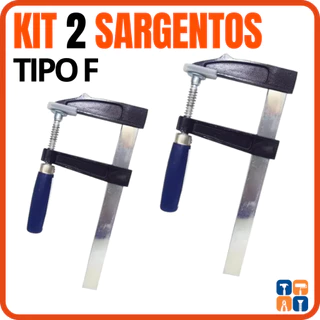 Kit Sargento para Madeira 9' Grampo tipo F 21cm Jogo 2 Sargento Aperto Rápido Marcenaria Moveis