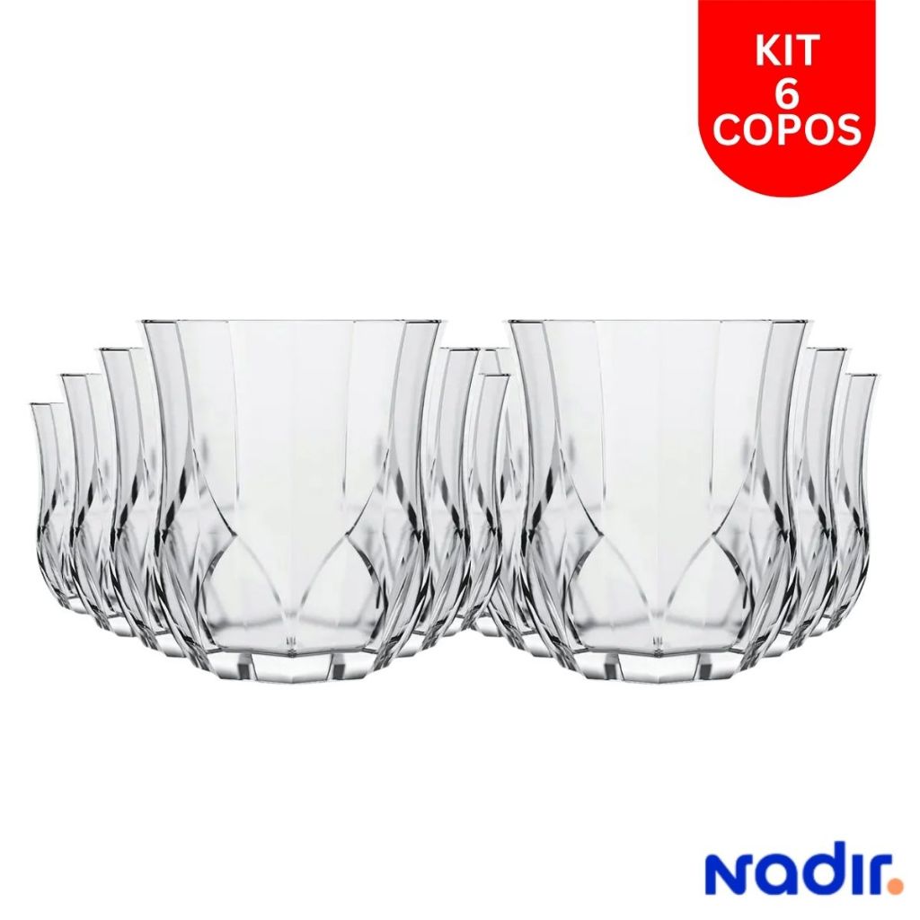 Jogo 6 Copos Rocks Nadir Opera 300ml Vidro Premium para Whisky e Drinks ...