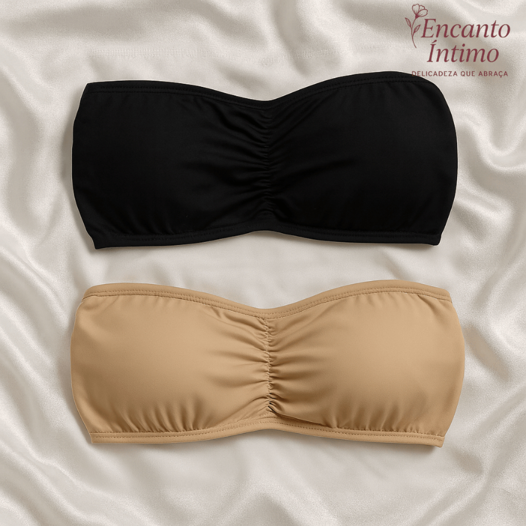 Kit 2 Sutiã Top Tomara que Caia Bustiê Sem Aro Sutiã Com bojo Removível ...