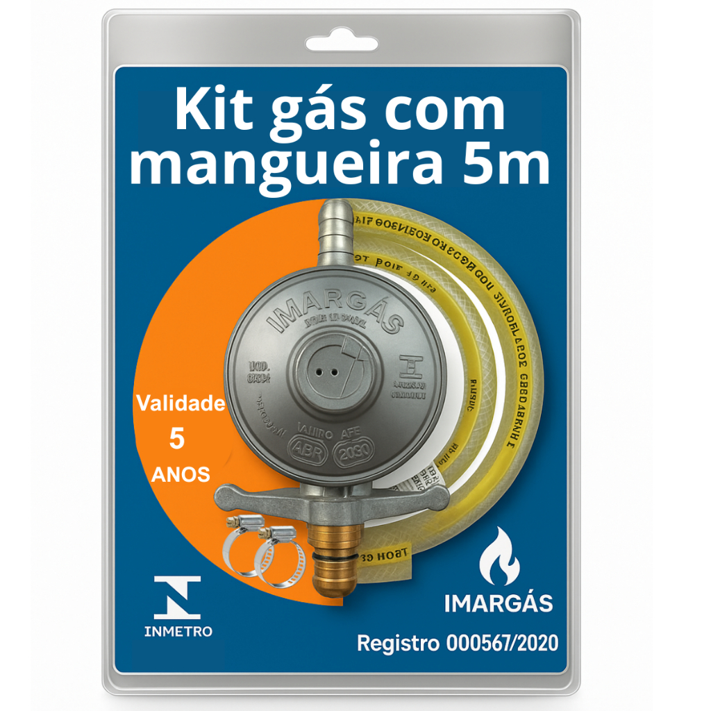 Kit Registro Regulador Gás de Cozinha para Botijão P13 Com Mangueira 5m ...