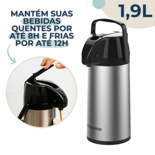 Garrafa Térmica Aço Inox 1,9L Café Chá Exclusiva Soprano em Oferta na Shopee