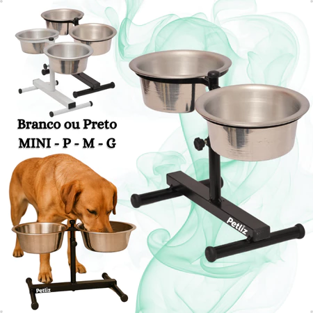 Comedouro Duplo para Cachorro e Gato
