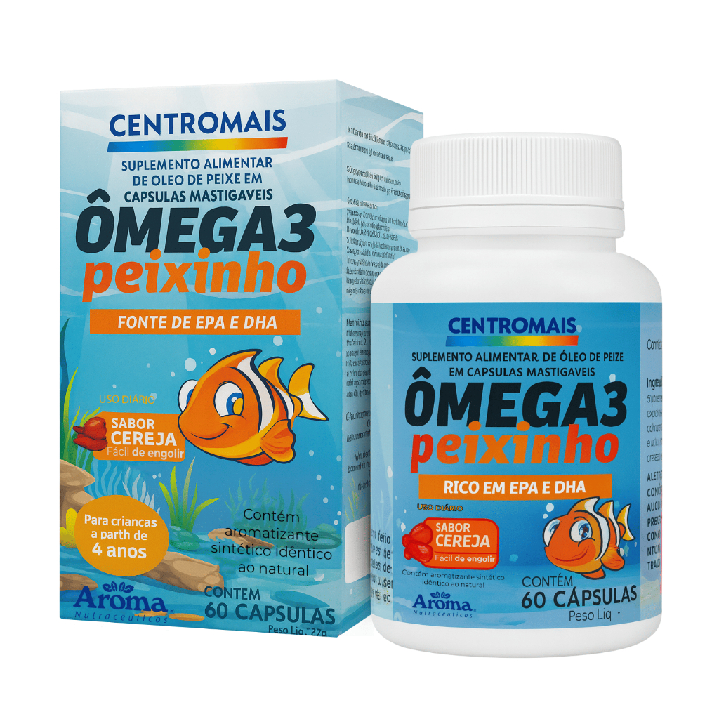 セルキー BMバッチ3 500ml Ômega 3 Peixinho - Ômega Mastigável nfantil Sabor Cereja EPA DHA