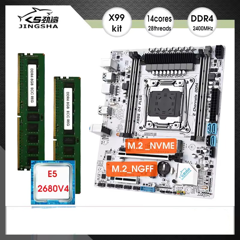 Kit Xeon 2680 V4 Placa mãe X99 JingSha LGA 2011 16GB (8X2) DDR4 ...