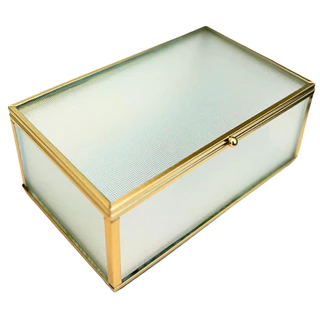 Caixa Organizadora de Maquiagem com Tampa em Ferro e Vidro Jateado 17x11cm em Oferta na Shopee