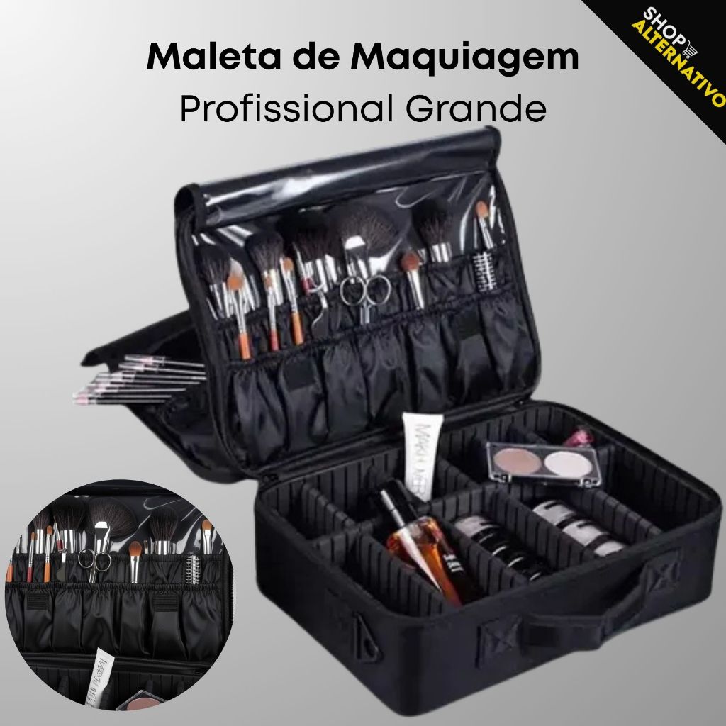 Maleta de Maquiagem Profissional Grande Organizador com Divisórias ...