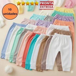 10 Mijão Calça Sem pé Bebê 100% Algodão RN P M G GG Menino Menina Neutro
