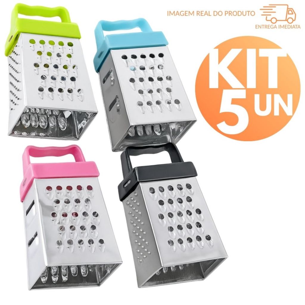 Kit 5 Mini Raladores Inox Coloridos para Cozinha – Portátil, Prático e ...