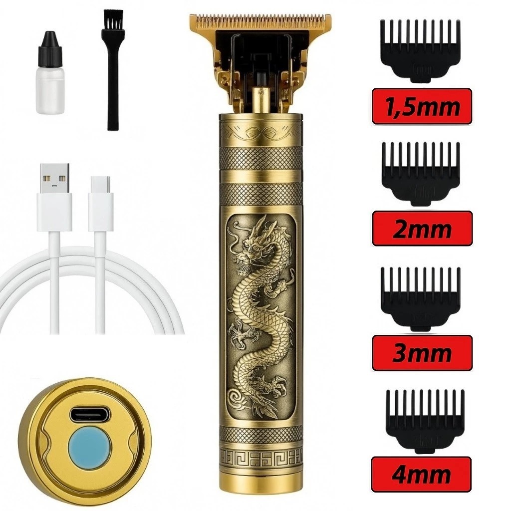 Máquina de cortar cabelo barbeiro profissional dragão elétrica bateria recarregável Sem Fio Portátil
