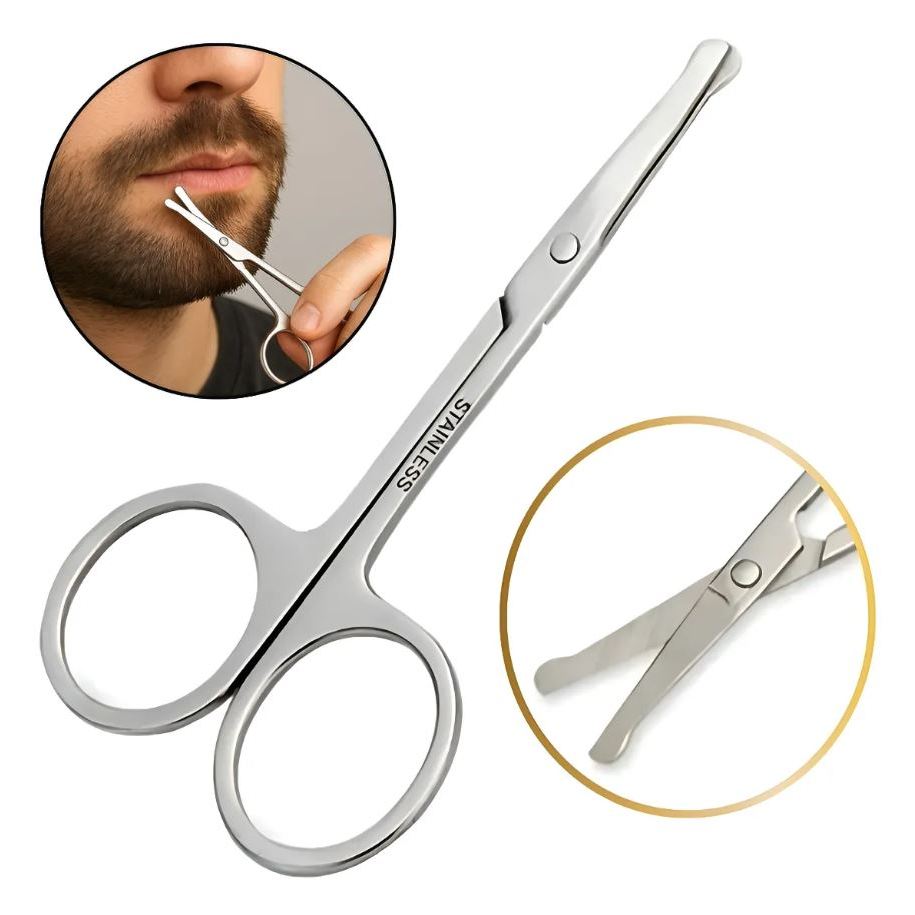 Tesoura Para Corte Pelo De Nariz Bigode Ponta Arredondada Aço Inox ...