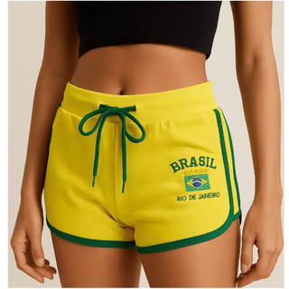 Short Feminino Brasil Bordado Vintage - Rio de Janeiro em Oferta na Shopee