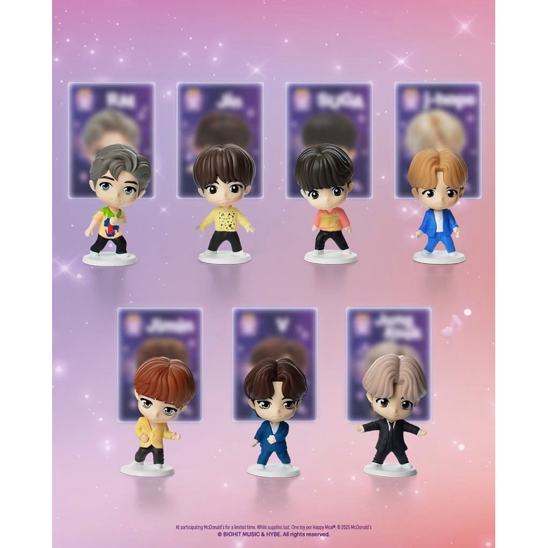 Coleção TinyTAN BTS 2025 - McDonald's - RM - Jin - SUGA - J-hope