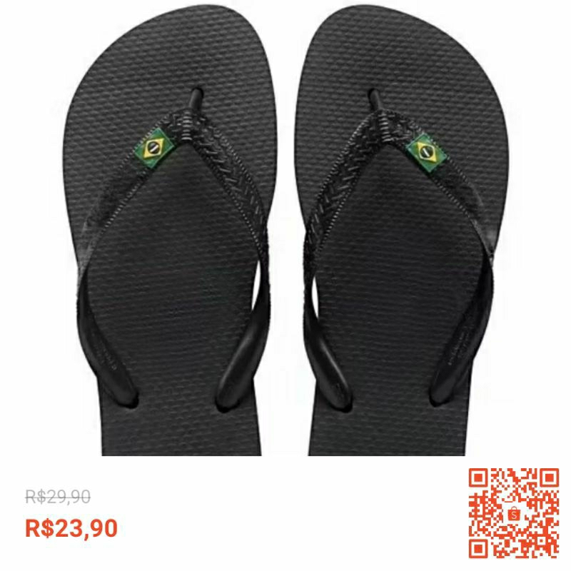 Chinelo de dedo Havaina Do Brasil Bandeirinha TOP PROMOÇÃO Preta Branca