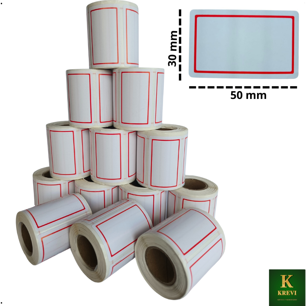 Etiqueta Adesiva multiuso para Preço 50x30mm tarja vermelha 