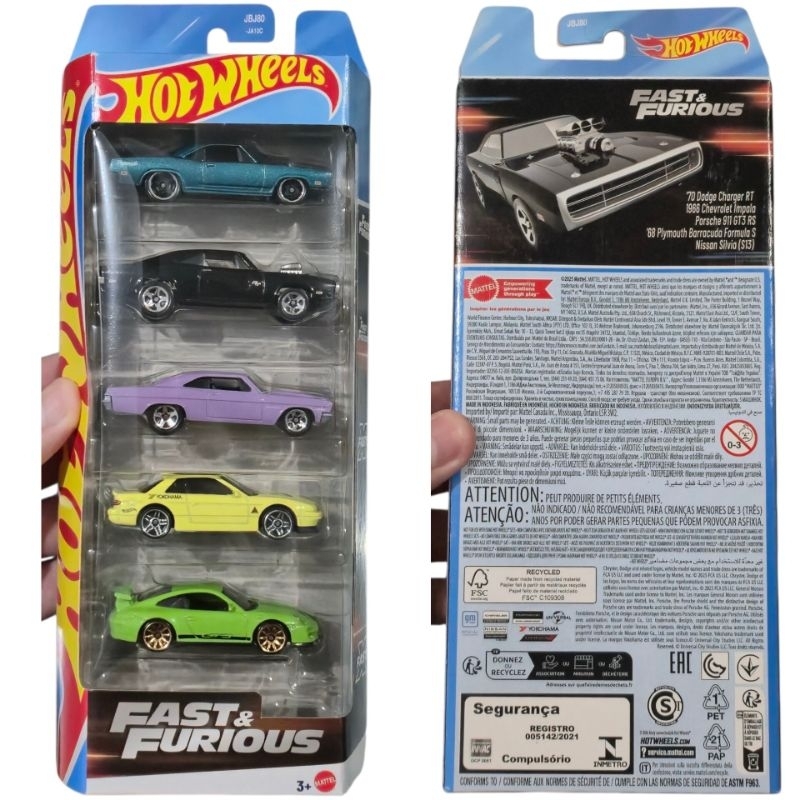 Novo Pack 5 Fast & Furious 2025 Porsche, Nissan, Impala, Charger