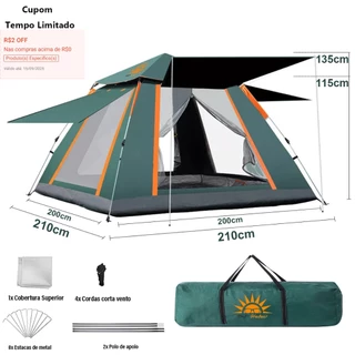 NEWHAWAII Barraca Camping 4 Pessoas Automática,Tenda de Acampamento Portátil 135*210*210cm em Oferta na Shopee
