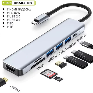 Hub USB Tipo C 7 EM 1/8 Em 1 Para 2.0 3.0 HDMI 4K RJ45 Rede SD TF Docking Station A Extensão De Alta Velocidade De Porta