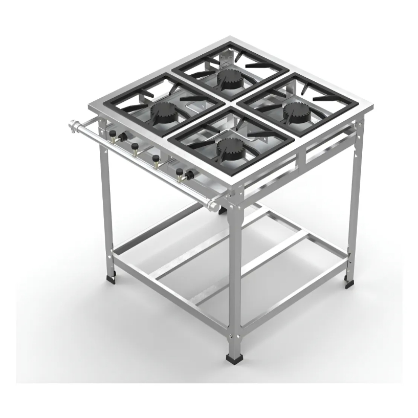 Fogão Industrial 4 Bocas 30x30 Perfil 5 Em Aço Inox