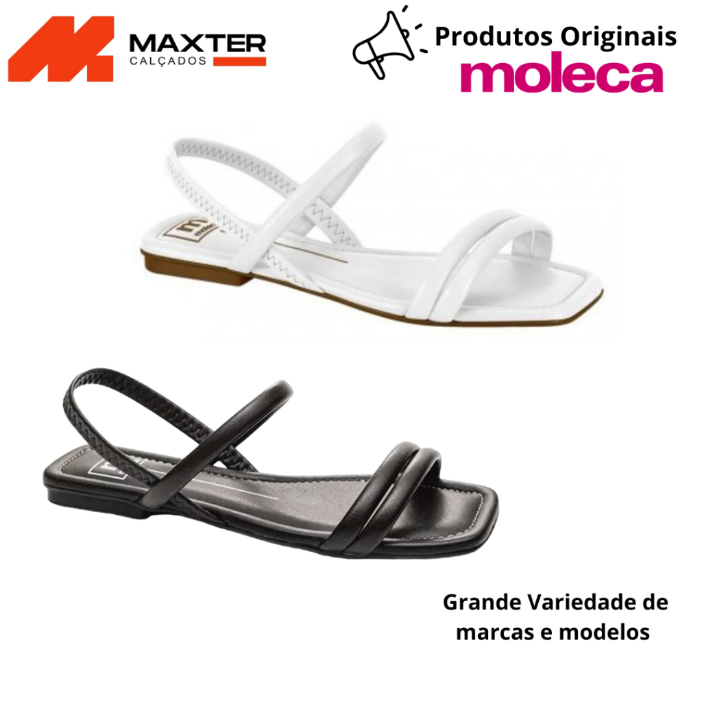 Sandália Moleca Feminina Rasteira Elastico Calce Facil 5462.111 ...