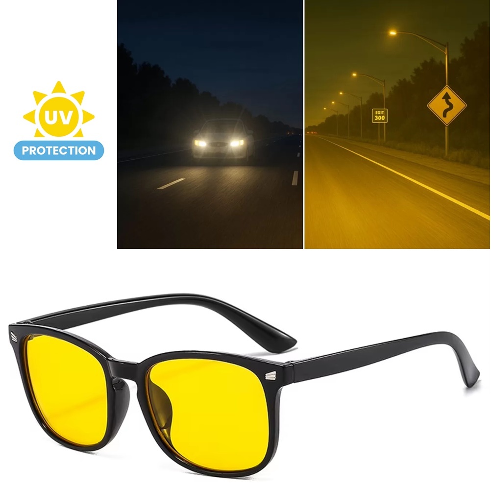 Óculos Diy Vision Noturna para Dirigir a Noite, Anti-Reflexo Pescar, Fazer Trilha, Lente Amarela Anti Luz Azul UV global