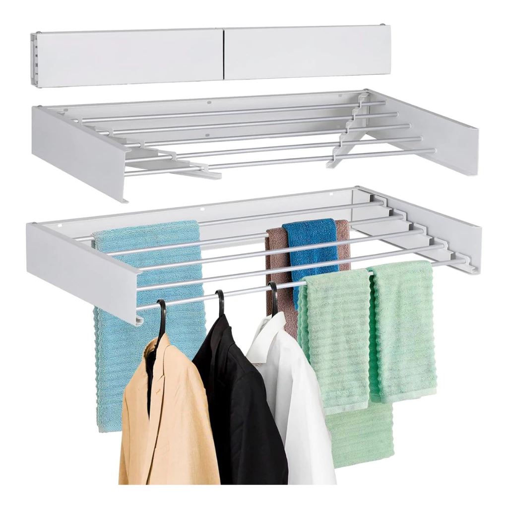 Varal Retrátil Dobrável de Parede | 60cm / 80cm / 90cm / 100cm ...