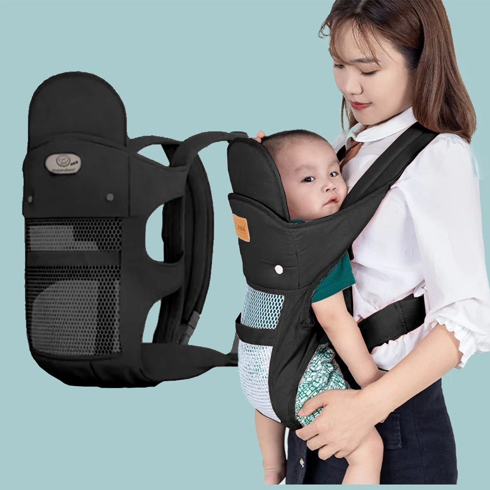 Apoio Canguru Colo Para Bebês Suporte Ergonômico para Mães e Pais Crianças Até 20kgs Saúde da Coluna - Cor Preto