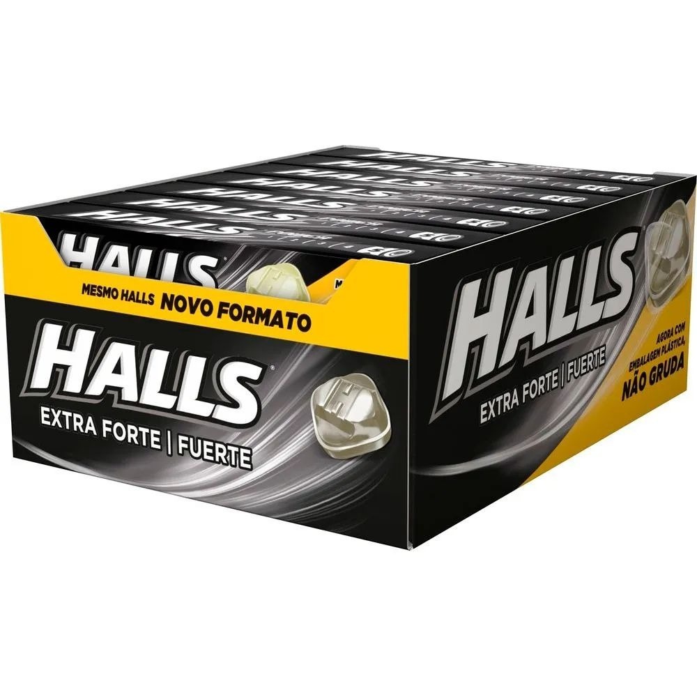 Halls Extra Forte Caixa 588g 21 Unidades Balas Halls Preto Refescante ...